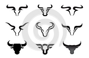 creative buffalo cow ox bull head collection logo