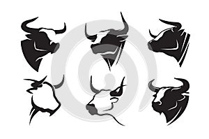 creative buffalo cow ox bull head collection logo