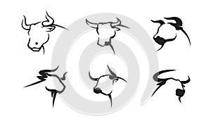 creative buffalo cow ox bull head collection logo