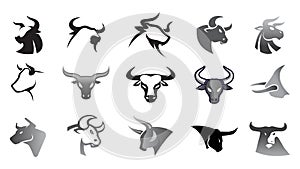 creative buffalo cow ox bull head collection vector