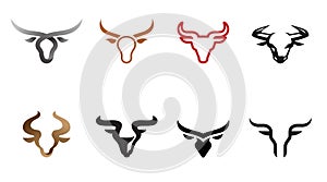 creative buffalo cow ox bull head collection vector logo