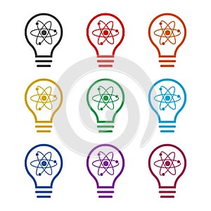 Creative Bulb Brain Logo Design Temptate color icon set