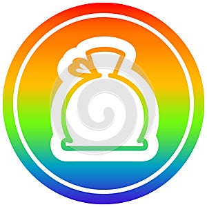 A creative bulging sack circular in rainbow spectrum