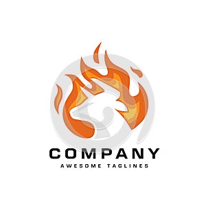 Creative bull head fire logo vector illustration