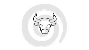 Creative abstract sample angry long horn bull buffalo head  cow created with lines cattle head taurus logo vector illustration