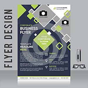 Creative business brochure flyer design with vibrant colors template design illustration