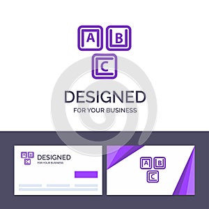 Creative Business Card and Logo template Abc, Blocks, Basic, Alphabet, Knowledge Vector Illustration