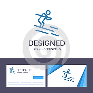 Creative Business Card and Logo template Activity, Ski, Skiing, Sportsman Vector Illustration