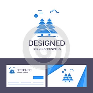Creative Business Card and Logo template Alpine, Arctic, Canada, Pine Trees, Scandinavia Vector Illustration