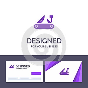 Creative Business Card and Logo template Army, Knife, Multi tool, Pocket Knife, Swiss Vector Illustration