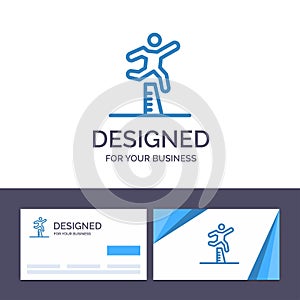 Creative Business Card and Logo template Athlete, Jumping, Runner, Running, Steeplechase Vector Illustration