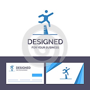 Creative Business Card and Logo template Athlete, Jumping, Runner, Running, Steeplechase Vector Illustration