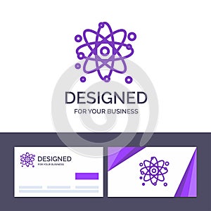 Creative Business Card and Logo template Atom, Particle, Molecule, Physics Vector Illustration