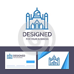 Creative Business Card and Logo template Aurangabad Fort, Bangladesh, Dhaka, Lalbagh Vector Illustration