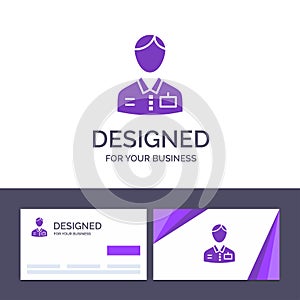 Creative Business Card and Logo template Bellboy, Bellhop, Doorman, Hotel, Service Vector Illustration