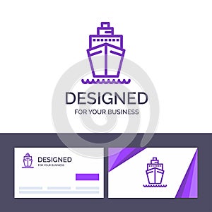 Creative Business Card and Logo template Boat, Ship, Transport, Vessel Vector Illustration