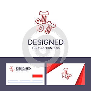 Creative Business Card and Logo template Bolt, Nut, Screw, Tools Vector Illustration