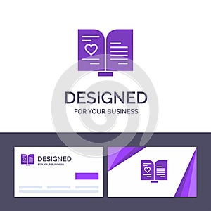 Creative Business Card and Logo template Book, Love, Heart, Wedding Vector Illustration