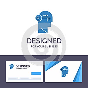 Creative Business Card and Logo template Brain, Key, Lock, Mind, Unlock Vector Illustration