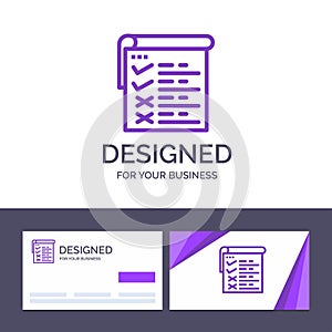 Creative Business Card and Logo template Checklist, Testing, Report, Qa Vector Illustration