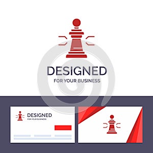 Creative Business Card and Logo template Chess, Advantage, Business, Figures, Game, Strategy, Tactic Vector Illustration