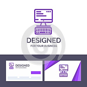 Creative Business Card and Logo template Computer, Keyboard, Monitor, Computing Vector Illustration