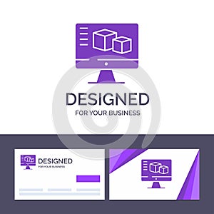 Creative Business Card and Logo template Computer, Monitor, Box, Computing Vector Illustration