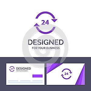 Creative Business Card and Logo template Concierge, Hotel, None, Round The Clock, Service, Stop Vector Illustration