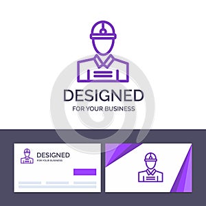 Creative Business Card and Logo template Construction, Engineer, Worker, Work Vector Illustration