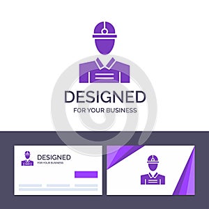 Creative Business Card and Logo template Construction, Engineer, Worker, Work Vector Illustration