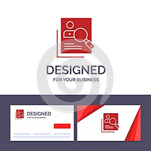 Creative Business Card and Logo template Employee, Hr, Human, Hunting, Personal, Resources, Resume, Search Vector Illustration photo