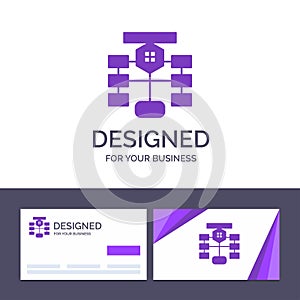 Creative Business Card and Logo template Flowchart, Flow, Chart, Data, Database Vector Illustration