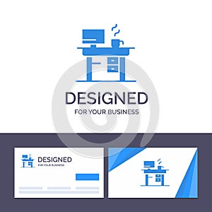 Creative Business Card and Logo template Job, Laptop, Office, Working Vector Illustration