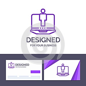 Creative Business Card and Logo template Laptop, Computer, Hardware, Service Vector Illustration