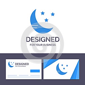 Creative Business Card and Logo template Moon, Cloud, Weather Vector Illustration