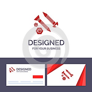 Creative Business Card and Logo template Screws, Building, Construction, Tool, Work Vector Illustration
