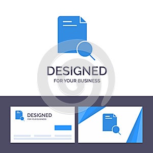Creative Business Card and Logo template Search, Research, File, Document Vector Illustration