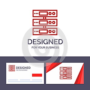 Creative Business Card and Logo template Server, Data, Storage, Cloud, Files Vector Illustration
