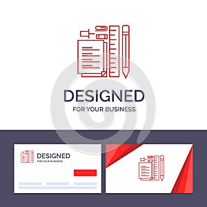 Creative Business Card and Logo template Stationary, Pencil, Pen, Notepad, Pin Vector Illustration photo