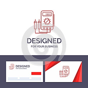 Creative Business Card and Logo template Voltmeter, Ampere, Watt, Digital, Tester Vector Illustration