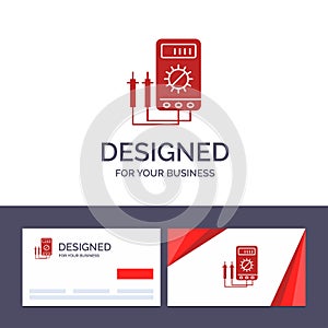 Creative Business Card and Logo template Voltmeter, Ampere, Watt, Digital, Tester Vector Illustration