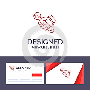 Creative Business Card and Logo template Wrench, Repair, Fix, Tools, Hand Vector Illustration