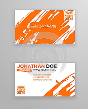 Creative business card templates with minimalistic design. Abstract ink brush strokes