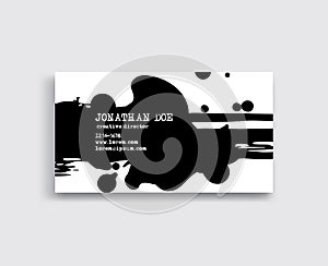 Creative business card templates with minimalistic ink design. Vector Illustration