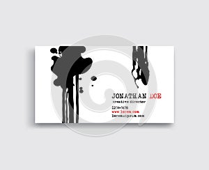 Creative business card templates with minimalistic ink design. Vector Illustration