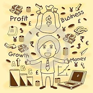 Creative business infographic elements with businessman.
