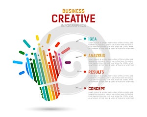 Creative business infographic. thinking ideas brain, innovation concept