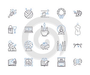 Creative business outline icons collection. Innovative, Profitable, Dynamic, Entrepreneurial, Promotional, Resourceful
