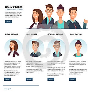 Creative business people, business outsourcing, teamwork vector concept with flat cartoon characters