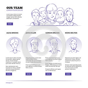 Creative business people, business outsourcing, teamwork vector concept with hand drawn sketch characters